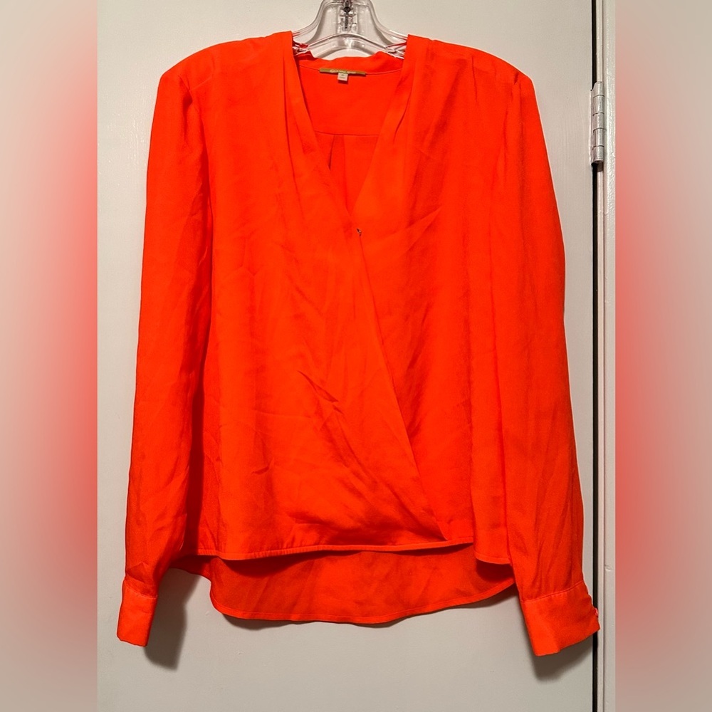Gianni Bini neon orange long sleeve blouse size M - Picture 1 of 6